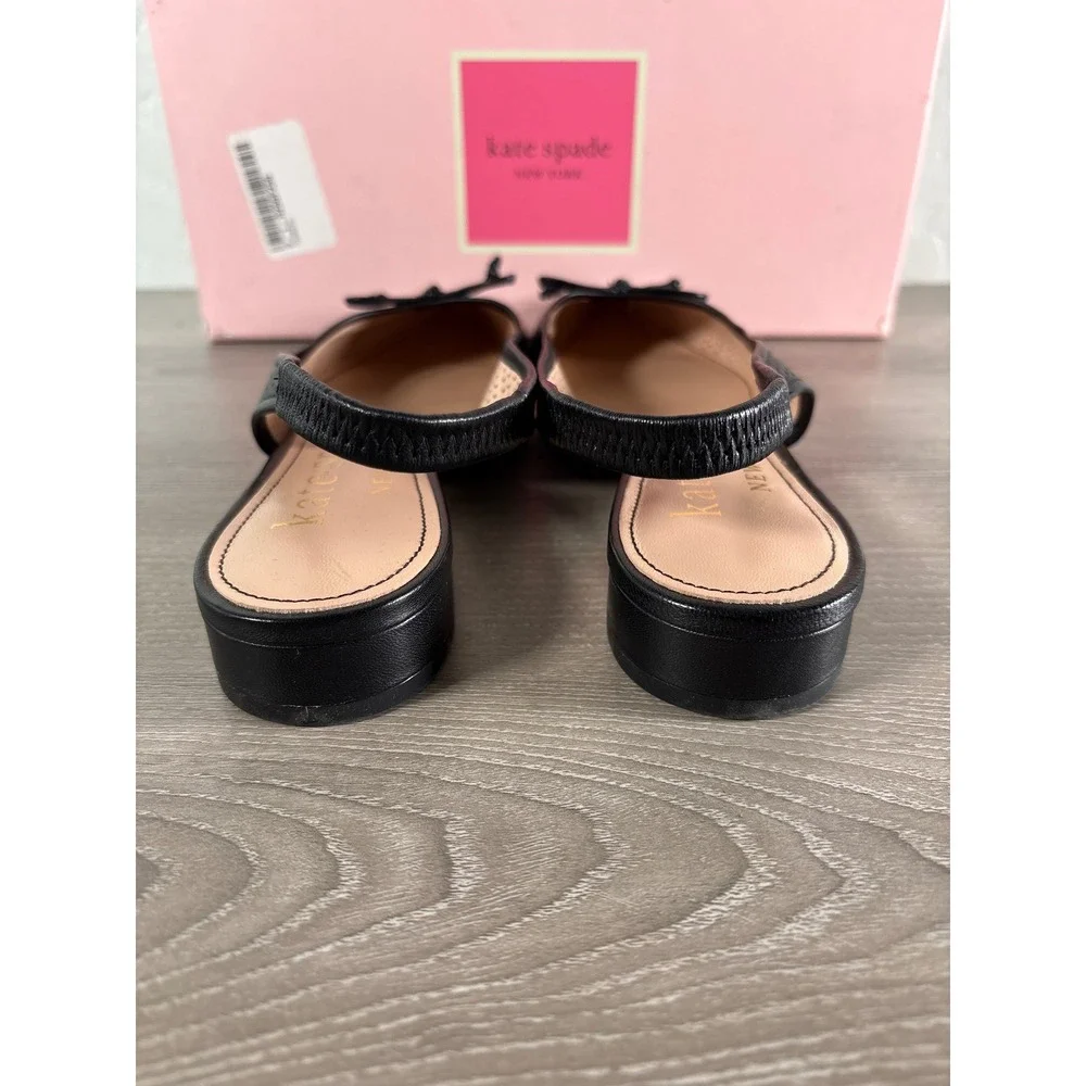Kate Spade Veronica‎ Black Perforated Leather Pointed Toe Slingback Flats 6B